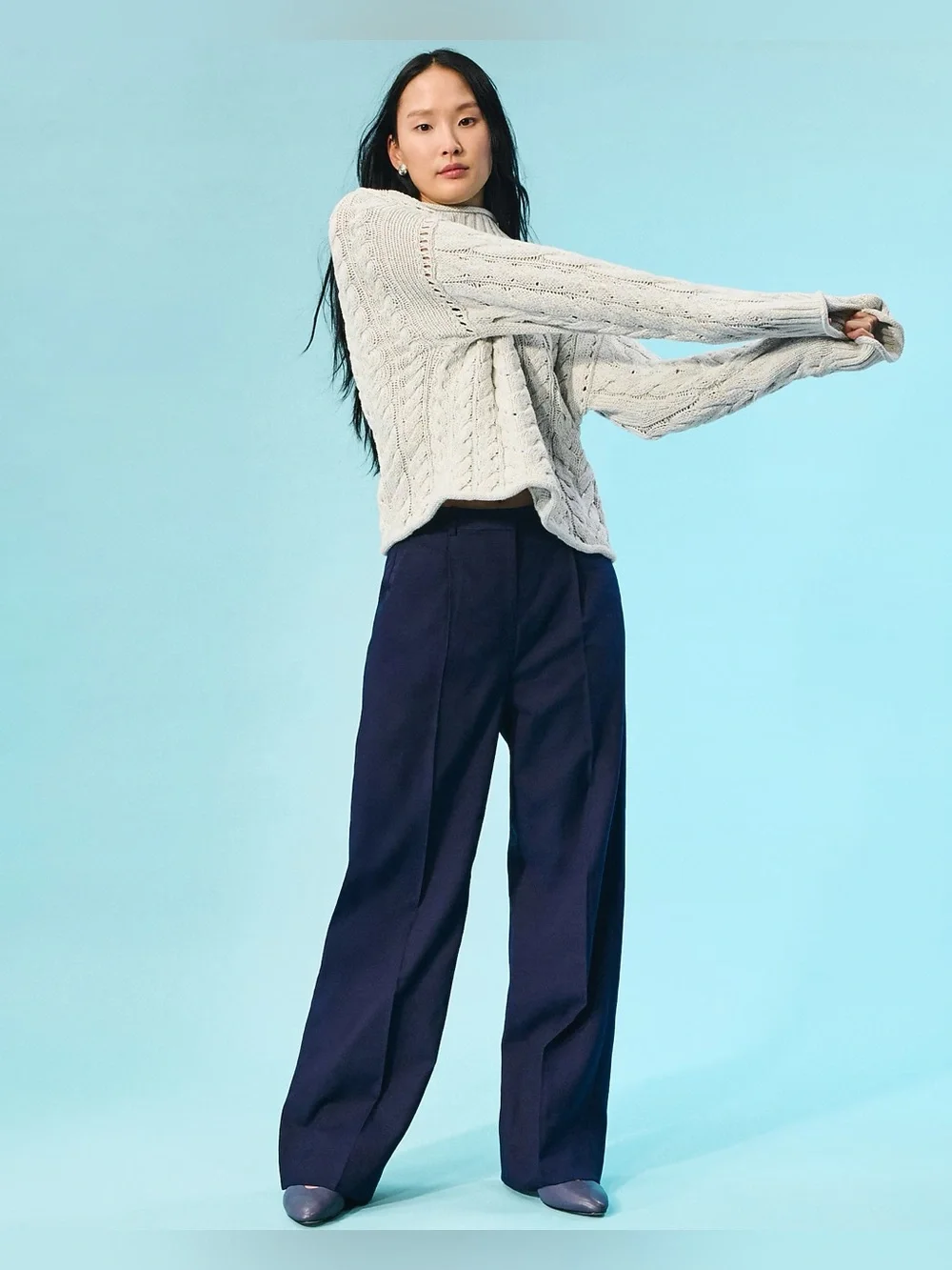 J.Crew Essential wide-leg pant in Gramercy linen blend in dark ink